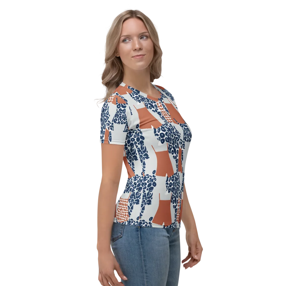 Indigo Apron on Women's Crew Neck T-Shirt — Right