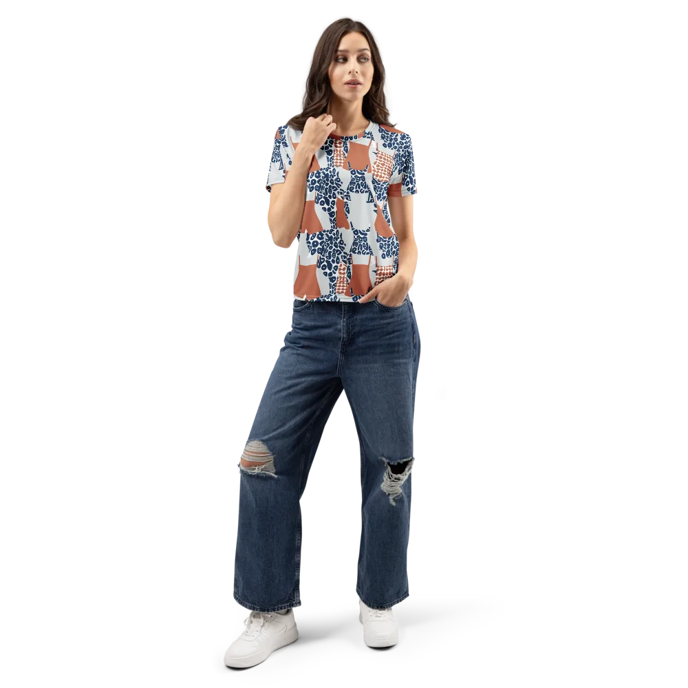 Indigo Apron on Women's Crew Neck T-Shirt — Front