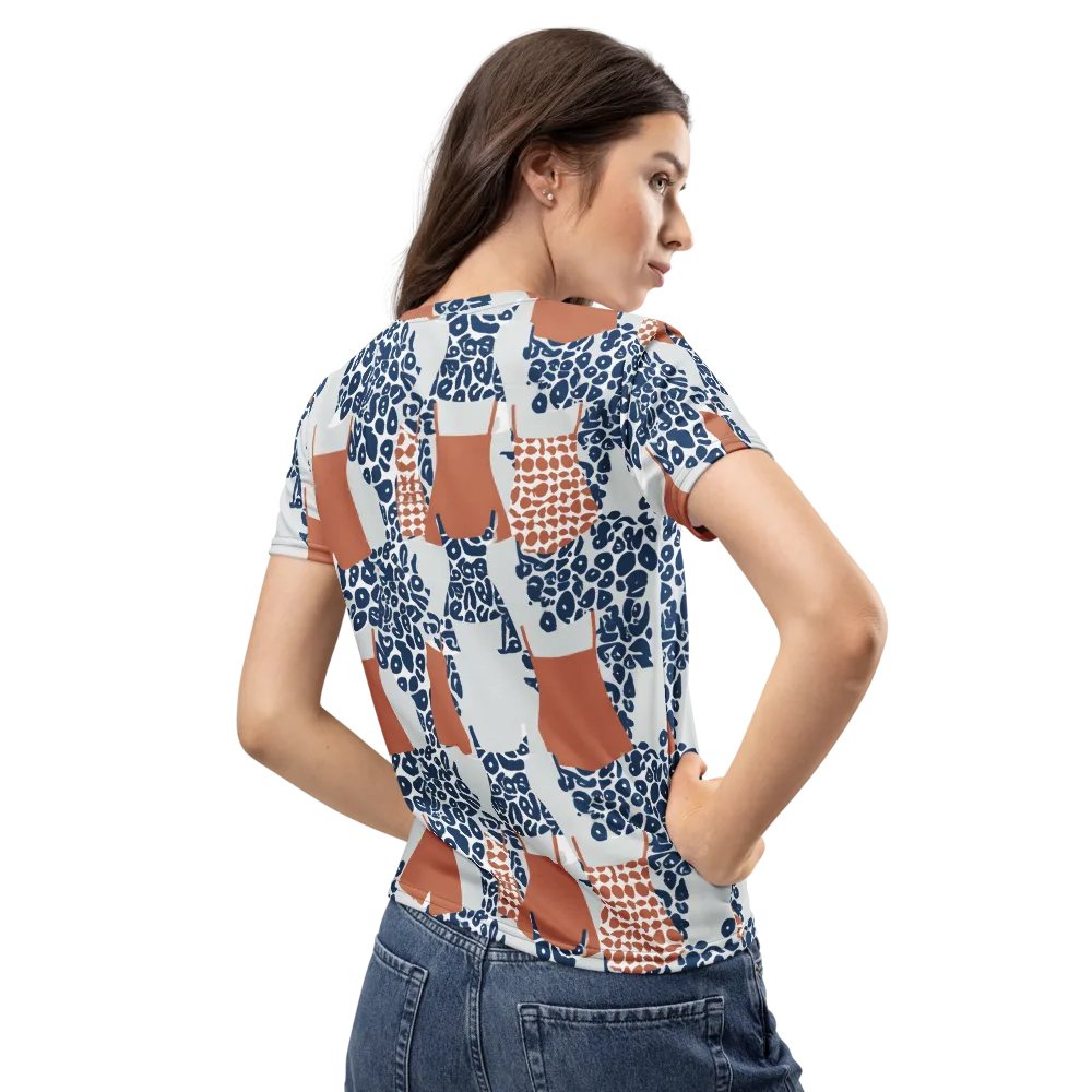 Indigo Apron on Women's Crew Neck T-Shirt — Back
