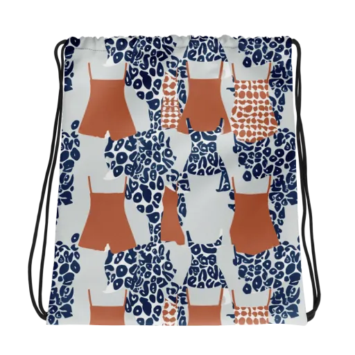 Indigo Apron on a Drawstring Bag