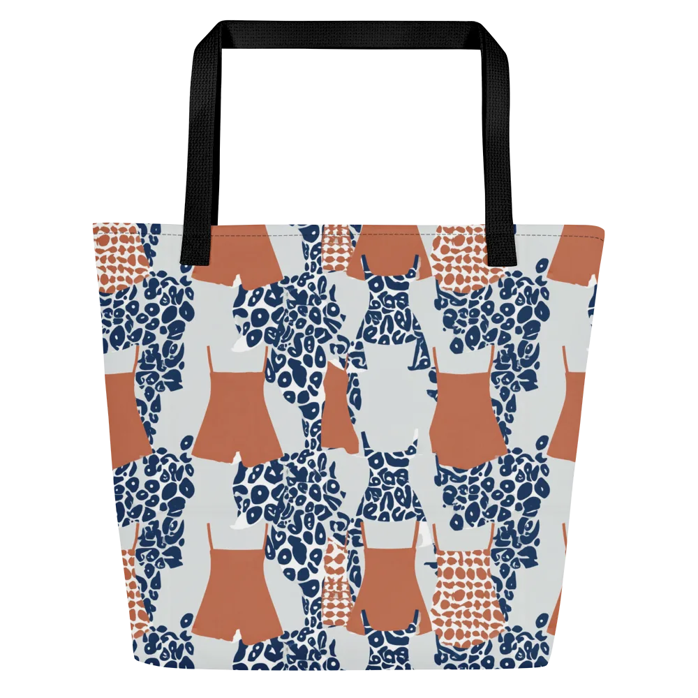 Indigo Apron on Large Tote Bag W/ Pocket — Front