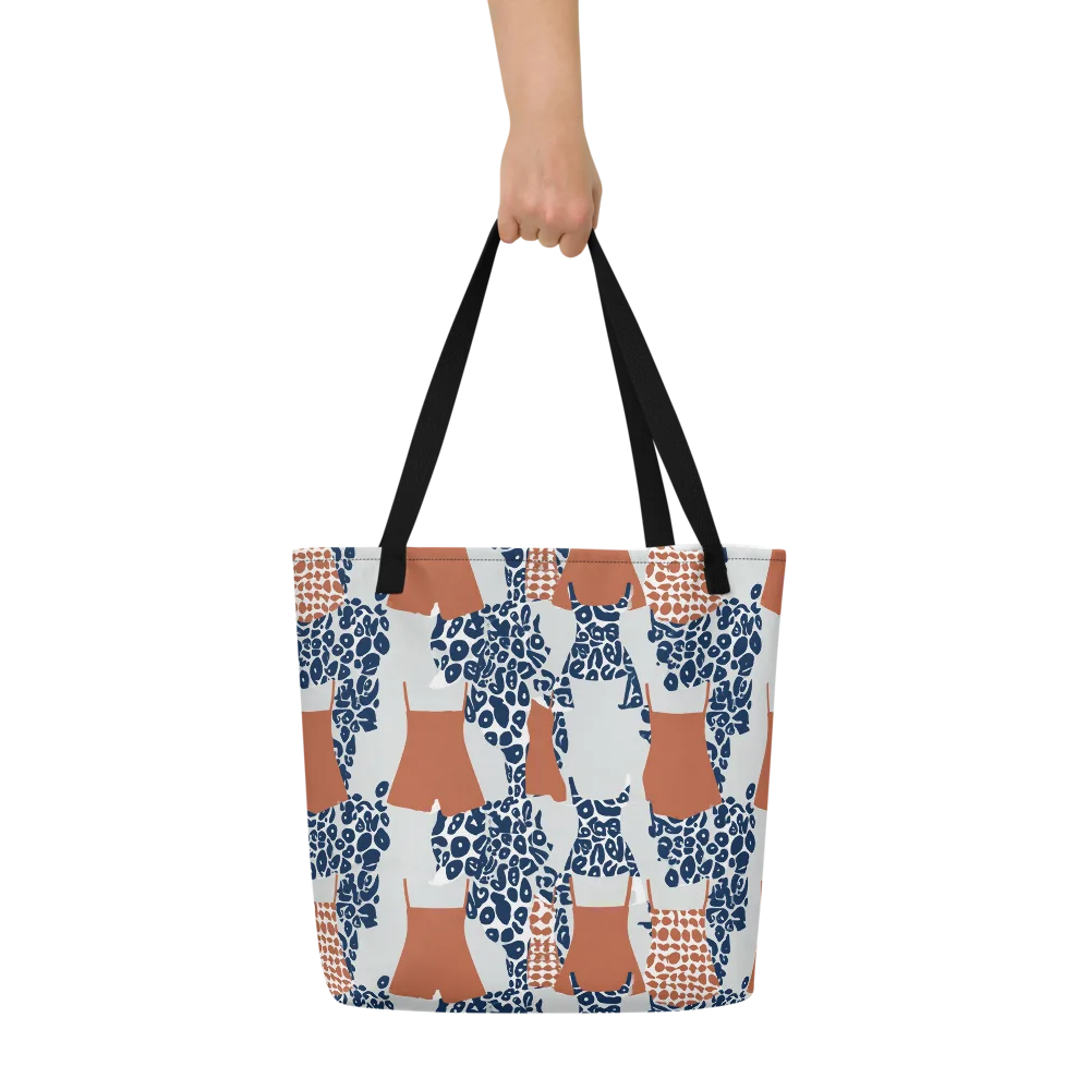 Indigo Apron on Large Tote Bag W/ Pocket — Front
