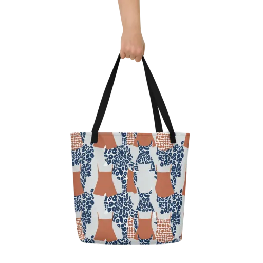Indigo Apron on a Large Tote Bag W/ Pocket