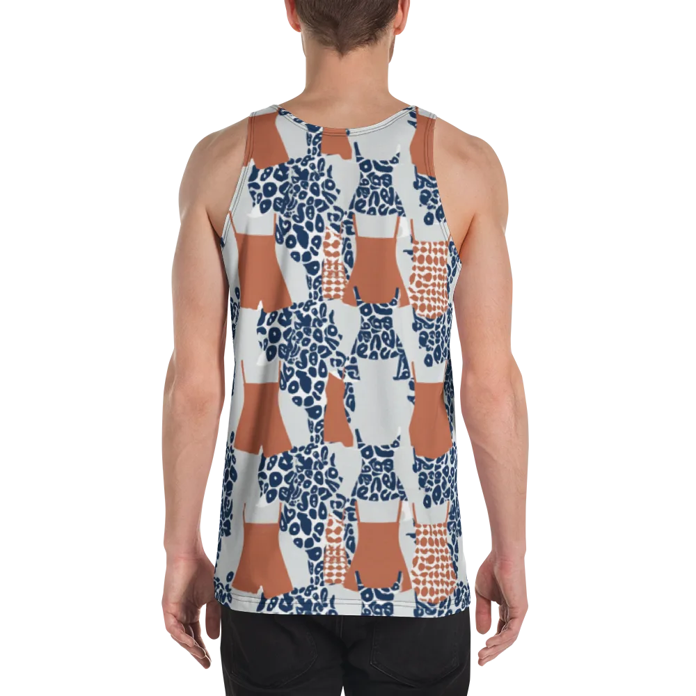 Indigo Apron on Men's Tank Top — Back