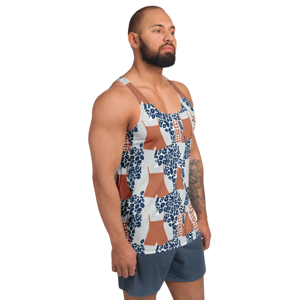 Indigo Apron on Men's Tank Top — Right Front