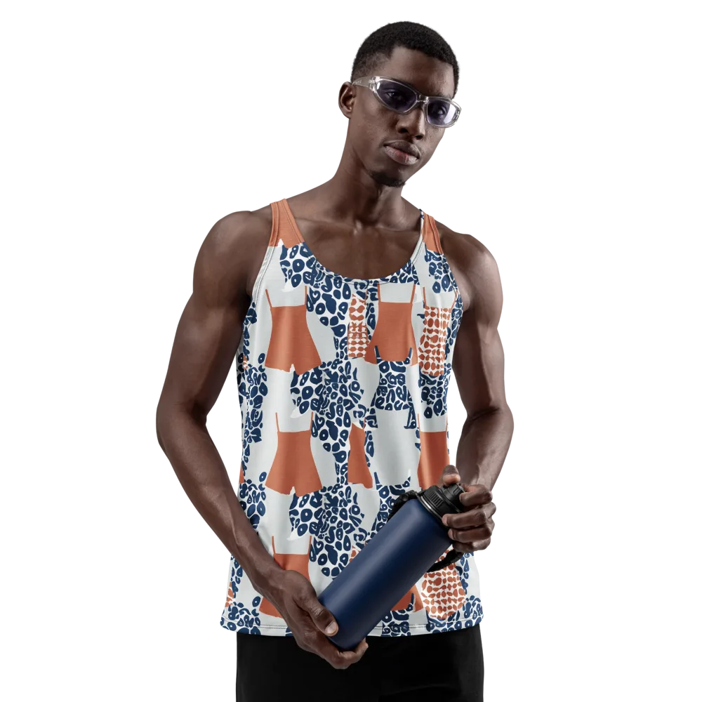 Indigo Apron on Men's Tank Top — Front