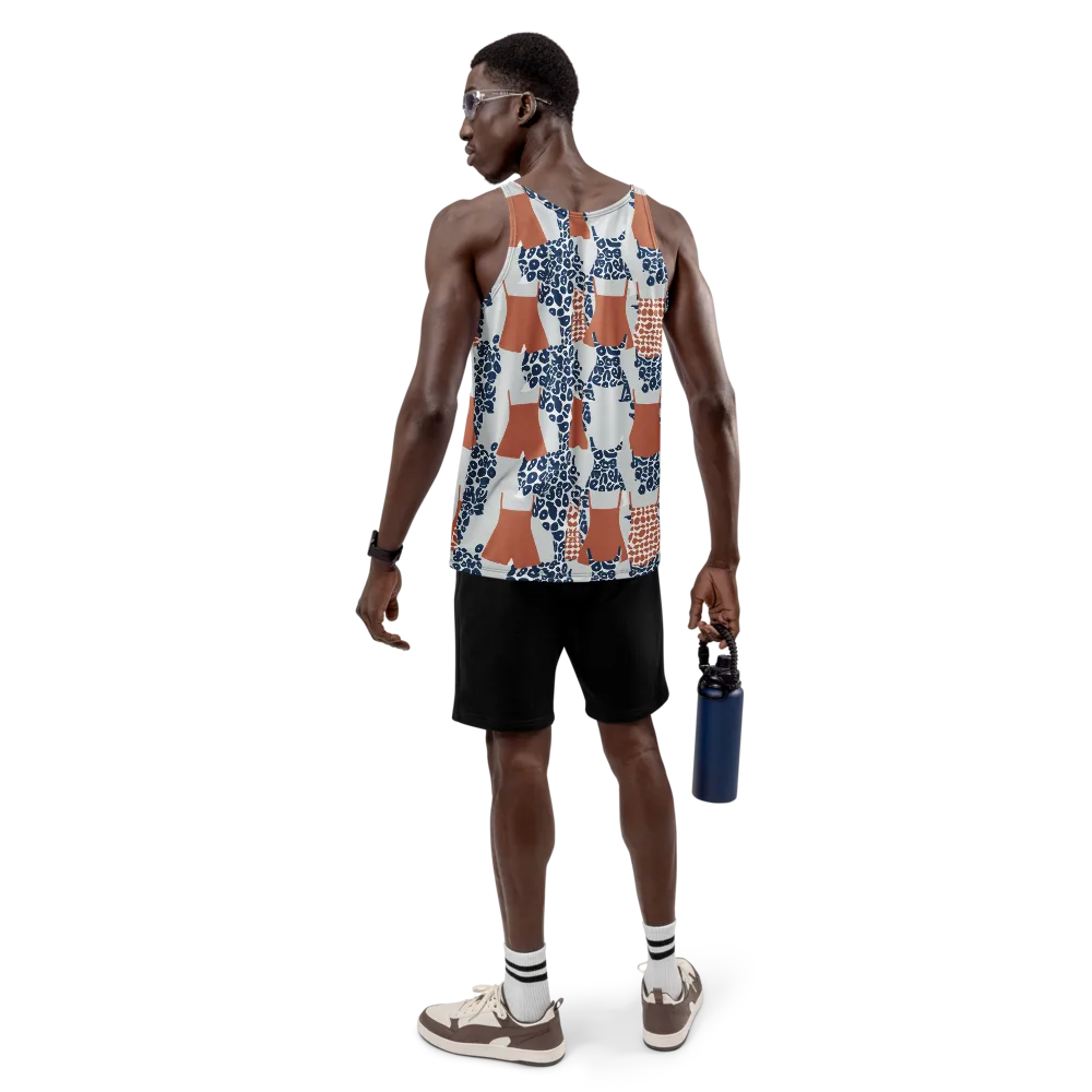 Indigo Apron on Men's Tank Top — Back