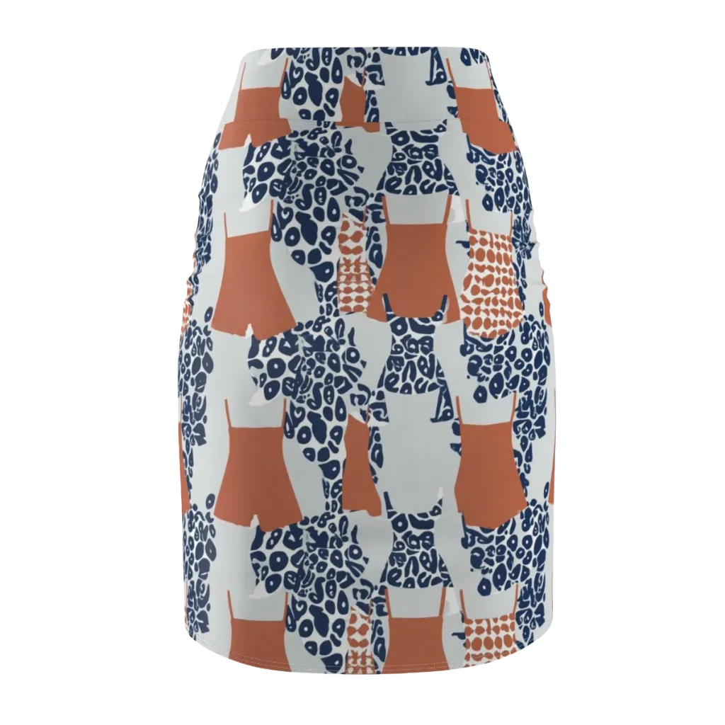 Indigo Apron on Pencil Skirt — Back