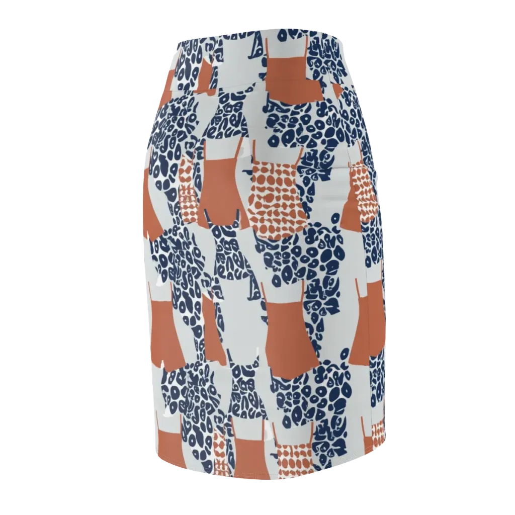 Indigo Apron on Pencil Skirt — Back Side