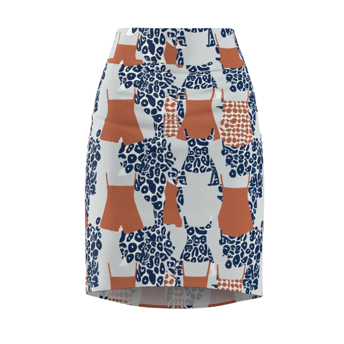 Indigo Apron on Pencil Skirt — Front