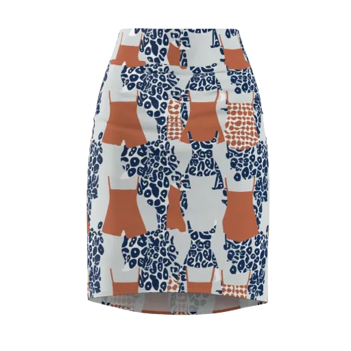 Indigo Apron on a Pencil Skirt