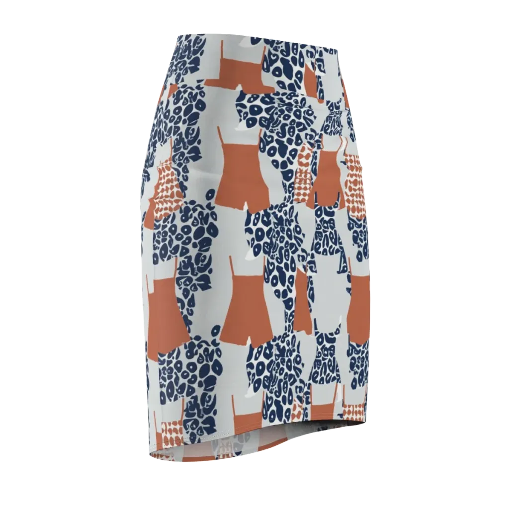 Indigo Apron on Pencil Skirt — Front Side