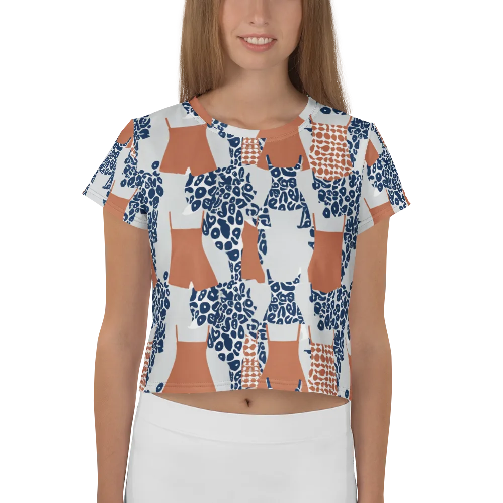 Indigo Apron on Crop Tee — Front