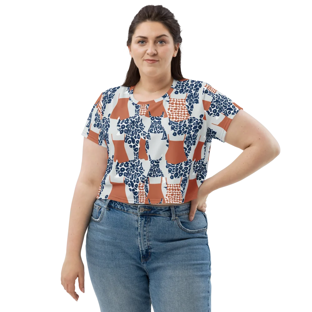 Indigo Apron on Crop Tee — Front