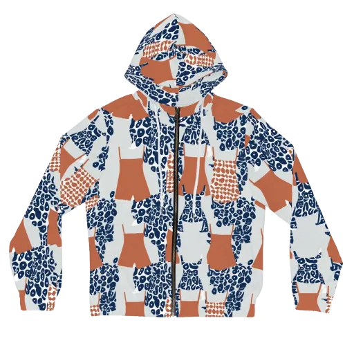 Indigo Apron on a Women's Full-Zip Hoodie