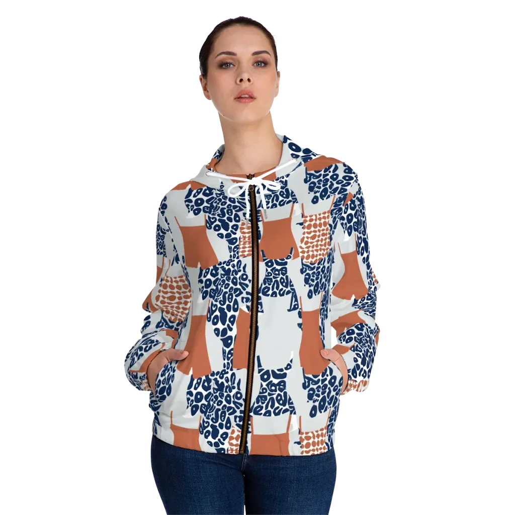 Indigo Apron on Women's Full-Zip Hoodie — Front On Person