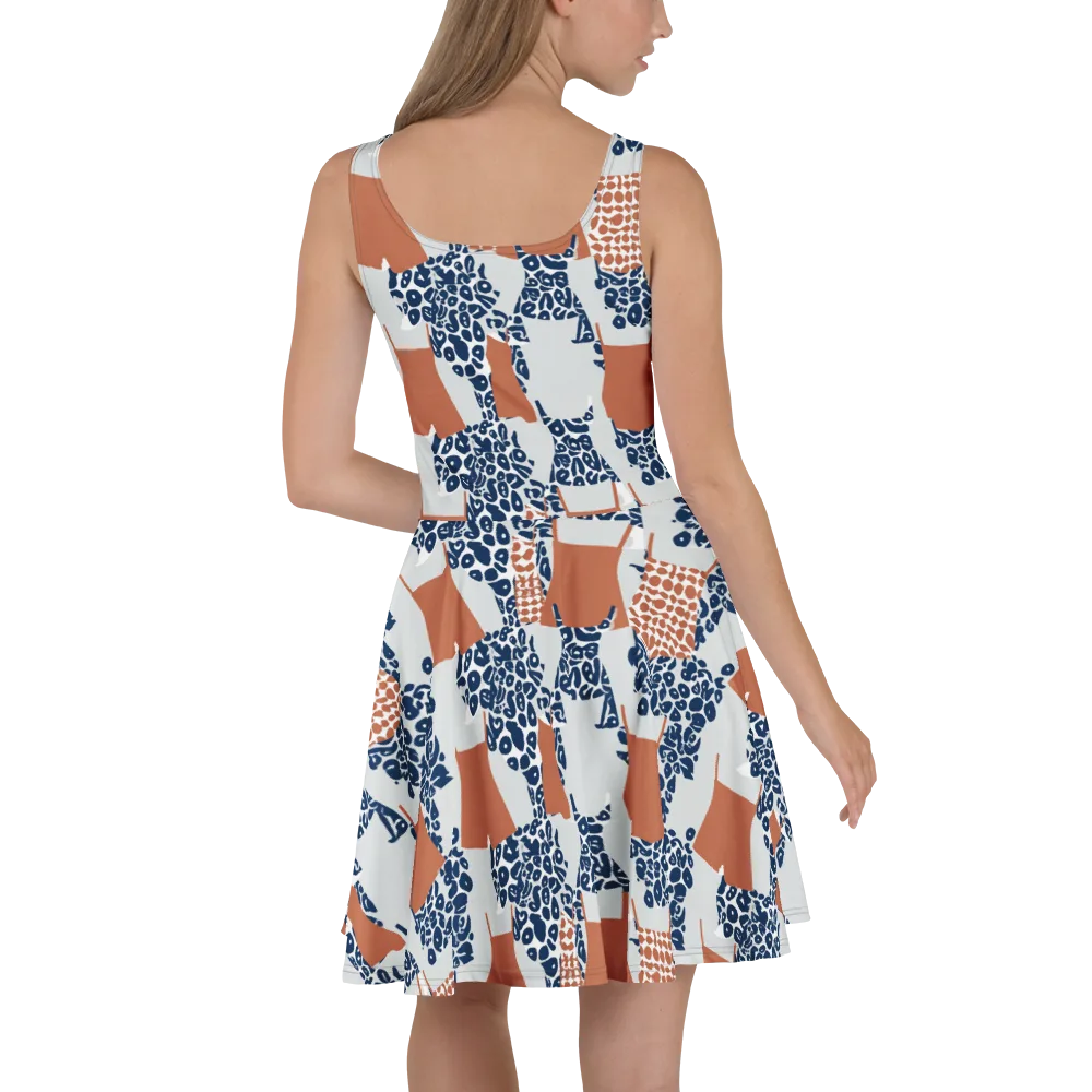 Indigo Apron on Skater Dress — Back