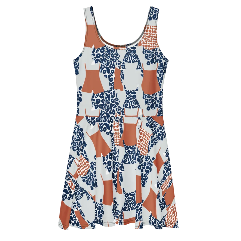 Indigo Apron on Skater Dress — Front