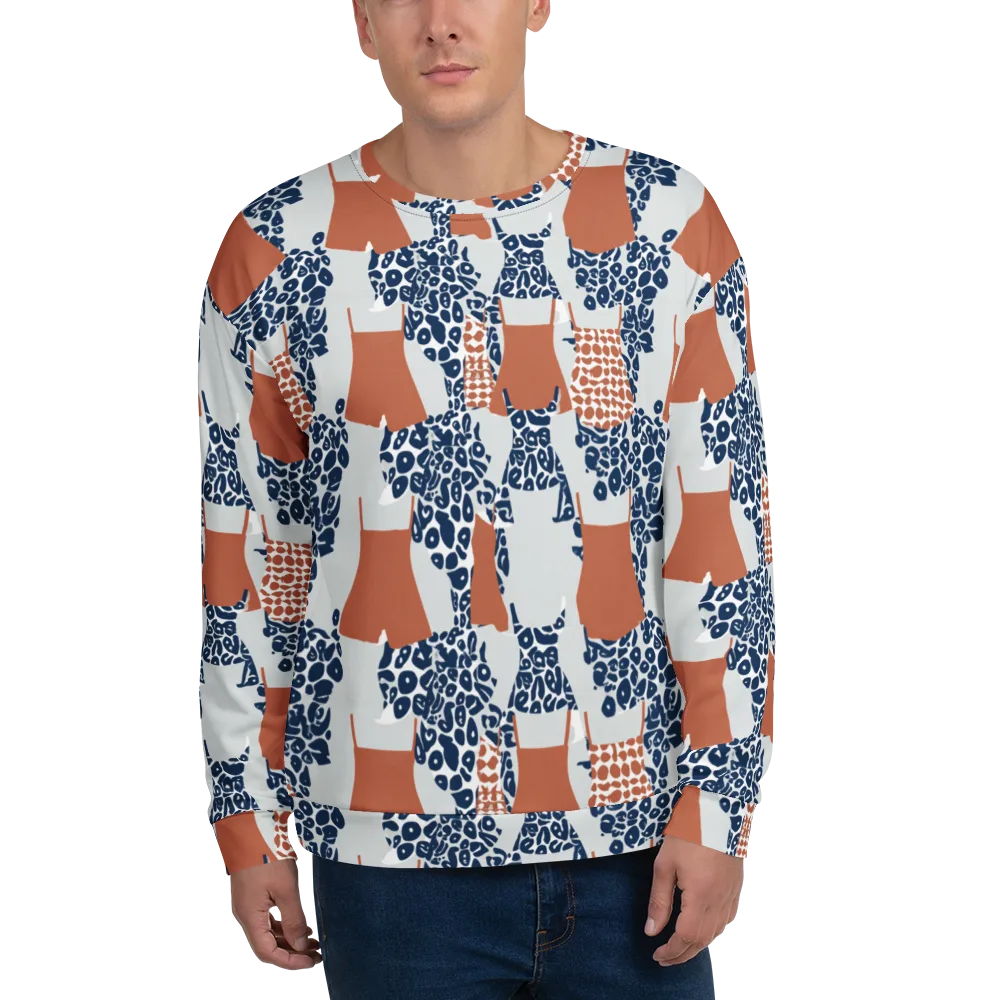 Indigo Apron on Sweatshirt — Front