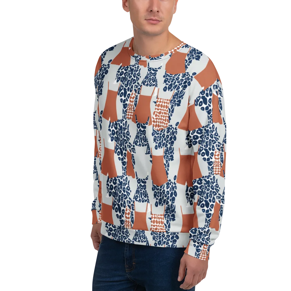 Indigo Apron on Sweatshirt — Left Front