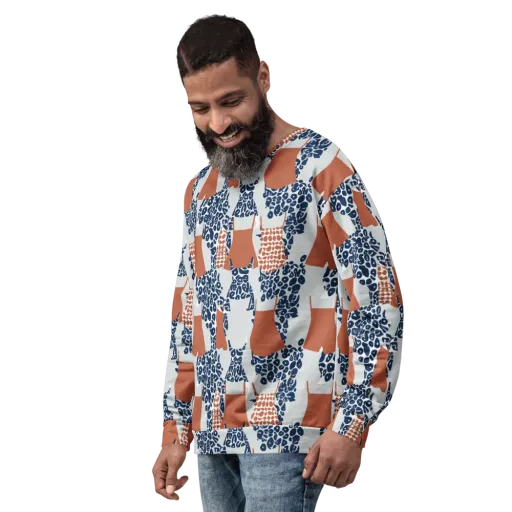 Indigo Apron on a Sweatshirt