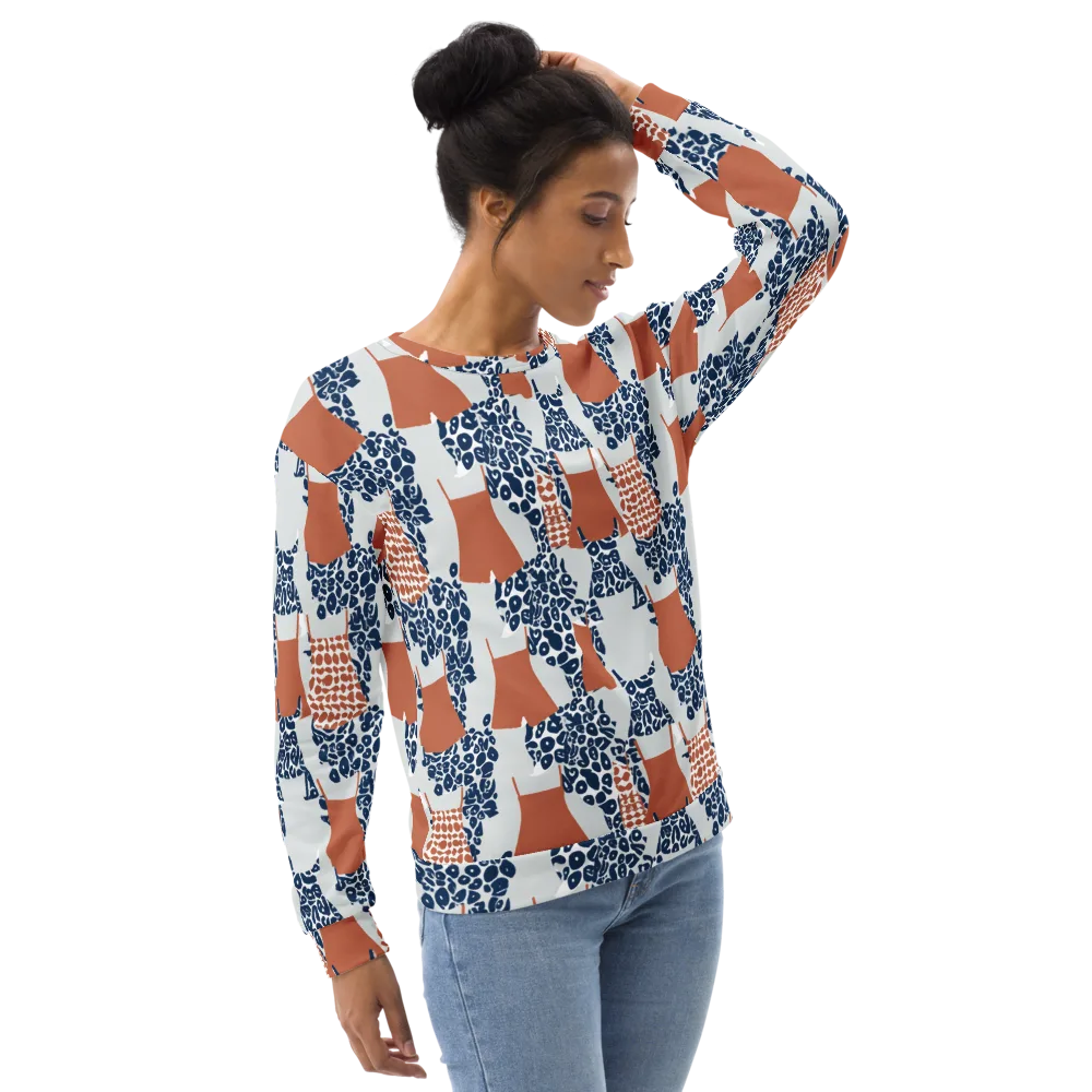 Indigo Apron on Sweatshirt — Right Front