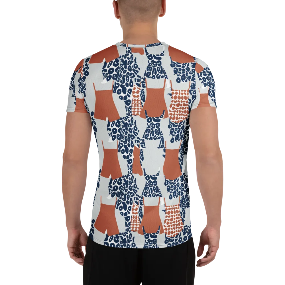 Indigo Apron on Men's Athletic T-Shirt — Back