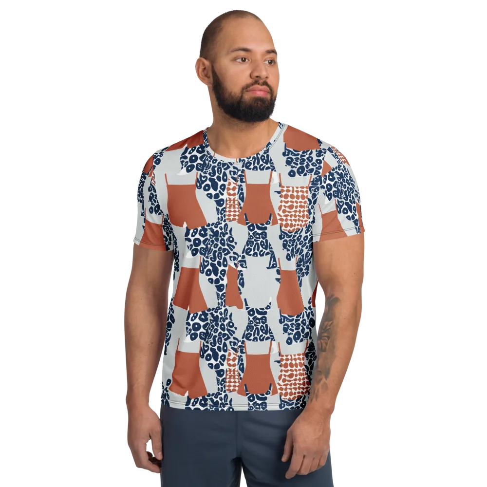Indigo Apron on Men's Athletic T-Shirt — Front