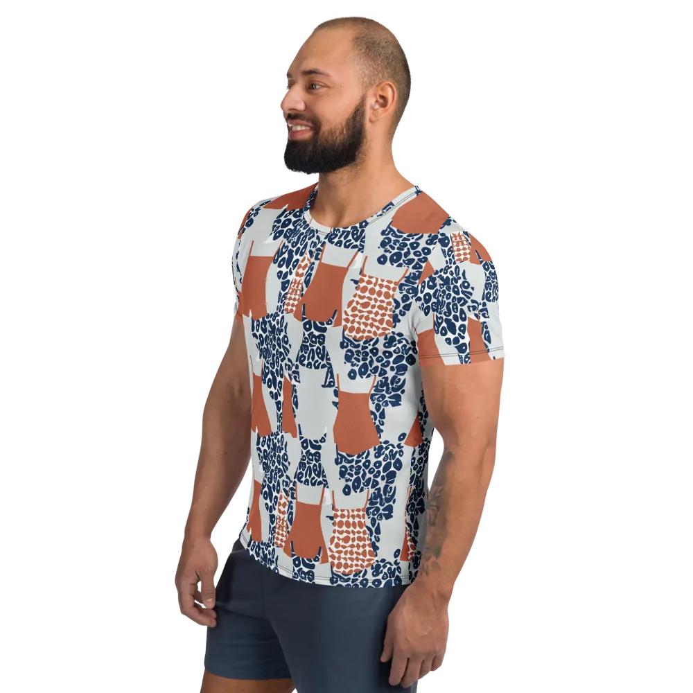 Indigo Apron on Men's Athletic T-Shirt — Left