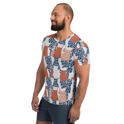 Indigo Apron on a Men's Athletic T-Shirt