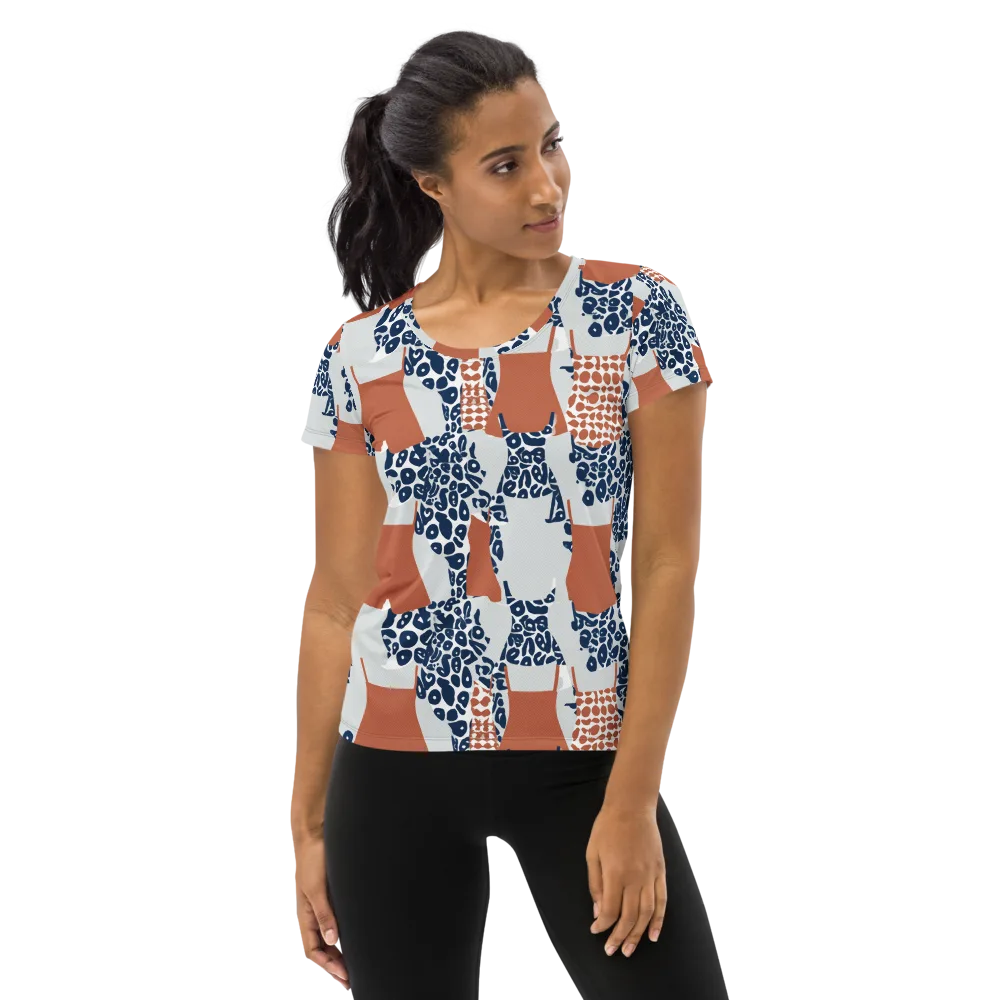 Indigo Apron on Women's Athletic T-Shirt — Front