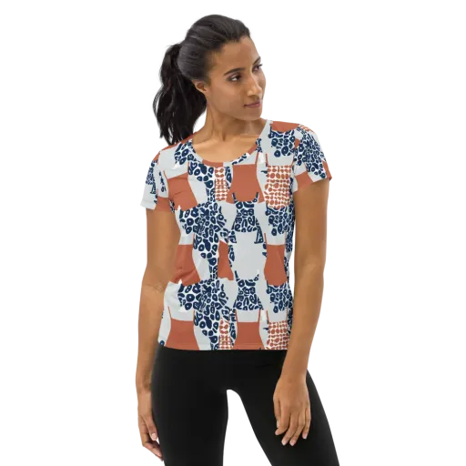 Indigo Apron on a Women's Athletic T-Shirt