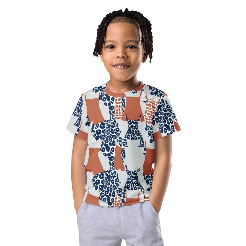 Indigo Apron on Kids Crew Neck T-Shirt — Front