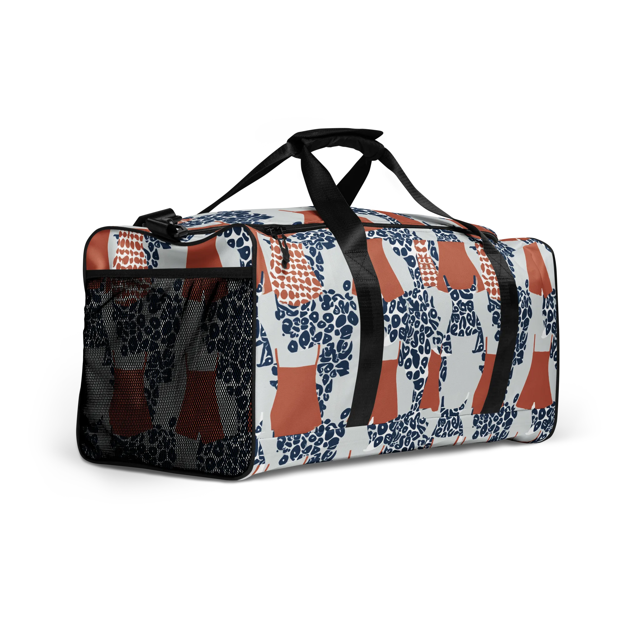 Indigo Apron on Duffle Bag — Right Front