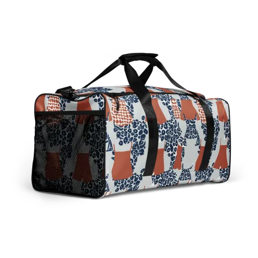 Indigo Apron on a Duffle Bag