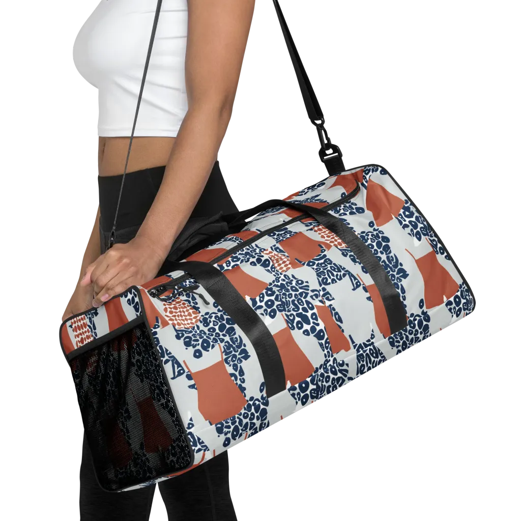 Indigo Apron on Duffle Bag — Front