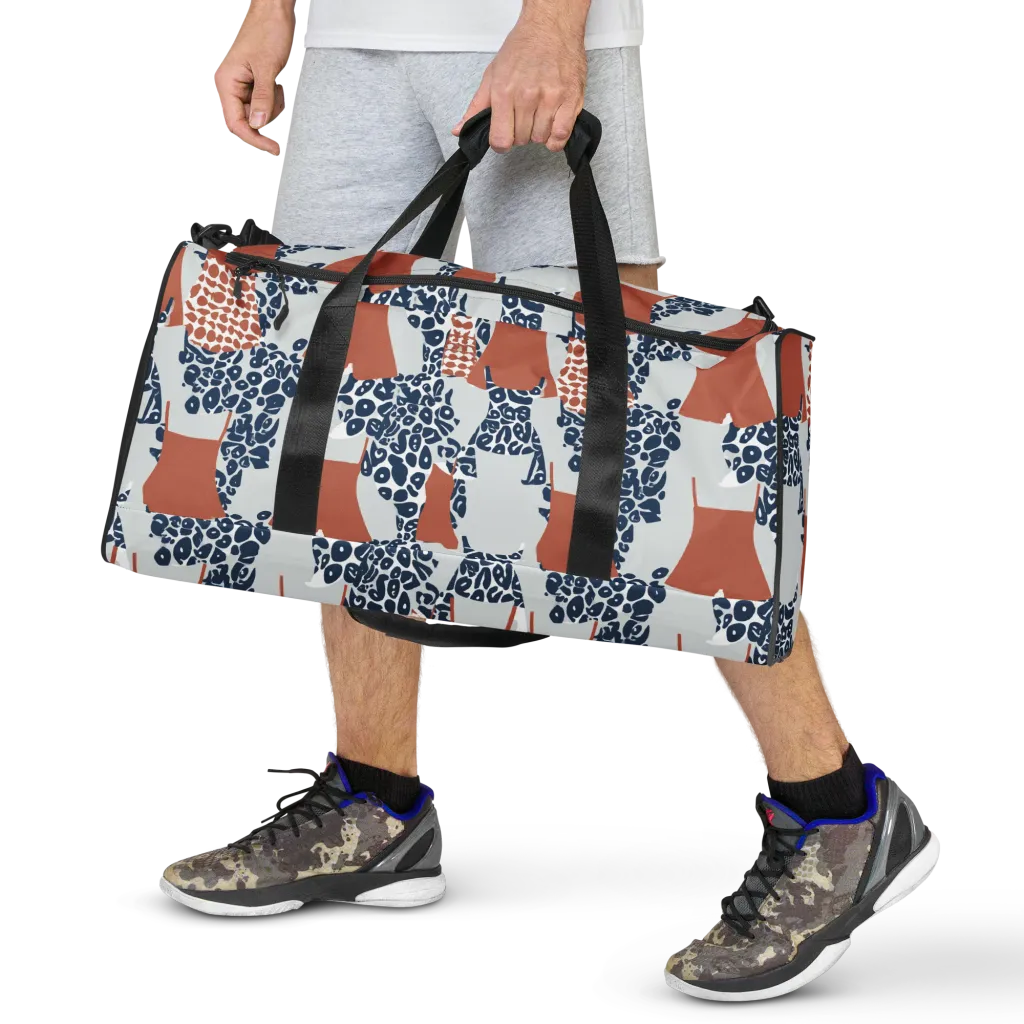 Indigo Apron on Duffle Bag — Front