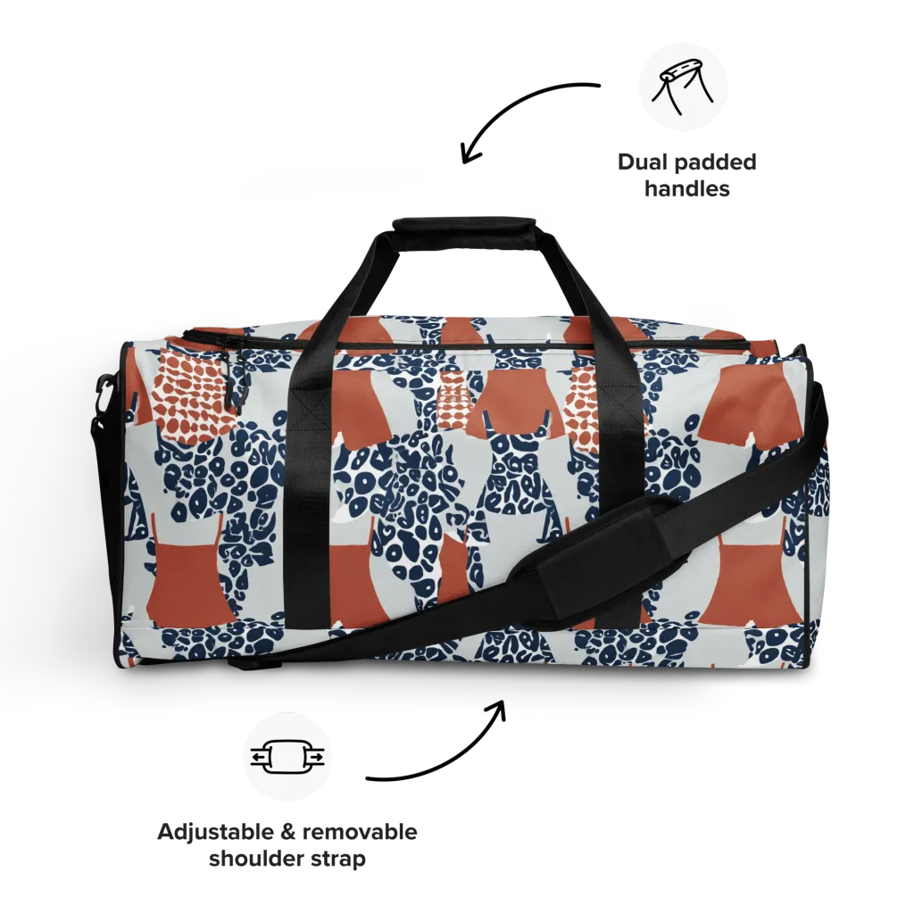 Indigo Apron on Duffle Bag — Front
