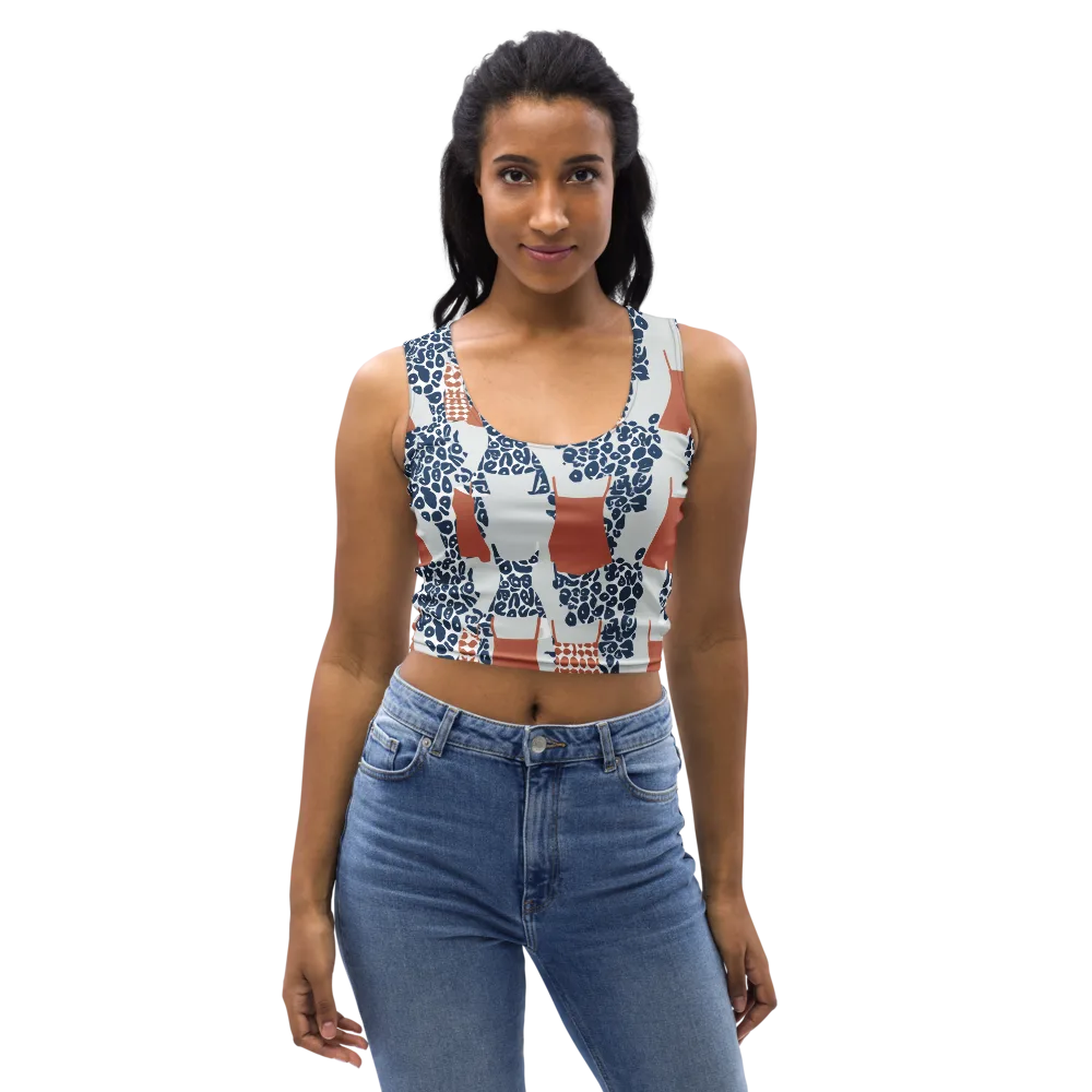 Indigo Apron on Crop Top — Front