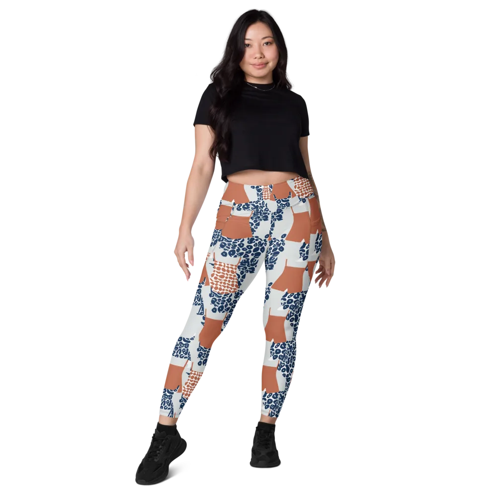 Indigo Apron on Leggings with Pockets — Front