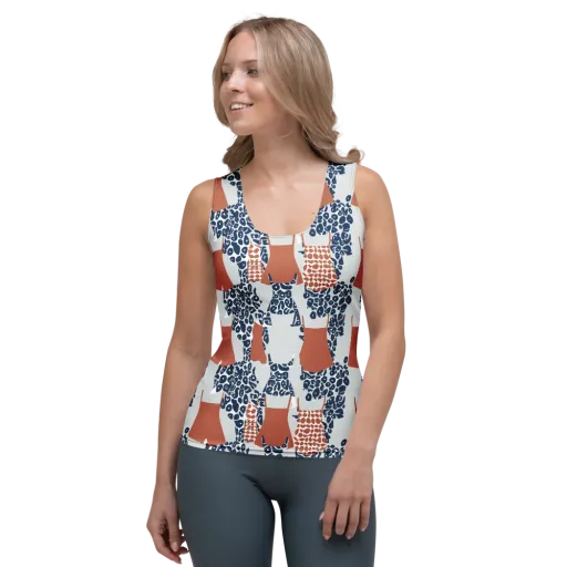 Indigo Apron on a Women's Tank Top
