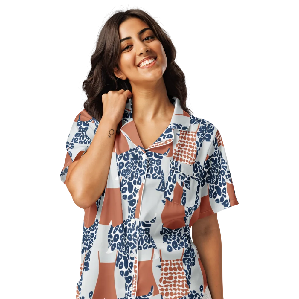 Indigo Apron on Women's Short Sleeve Pajama Top — Front