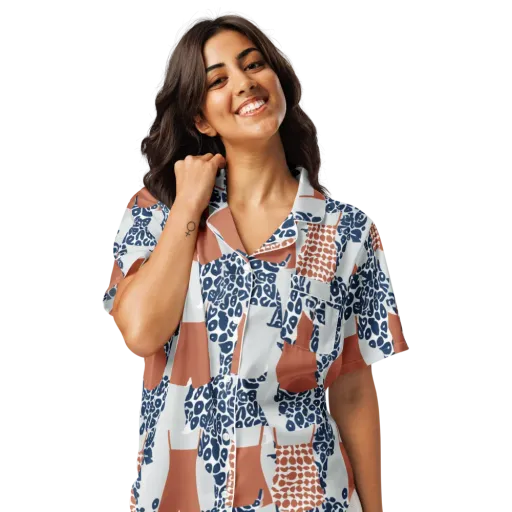 Indigo Apron on a Women's Short Sleeve Pajama Top
