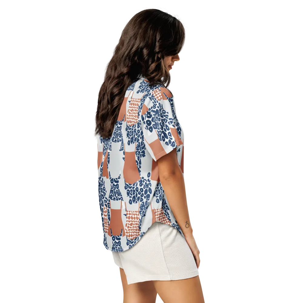 Indigo Apron on Women's Short Sleeve Pajama Top — Right Back