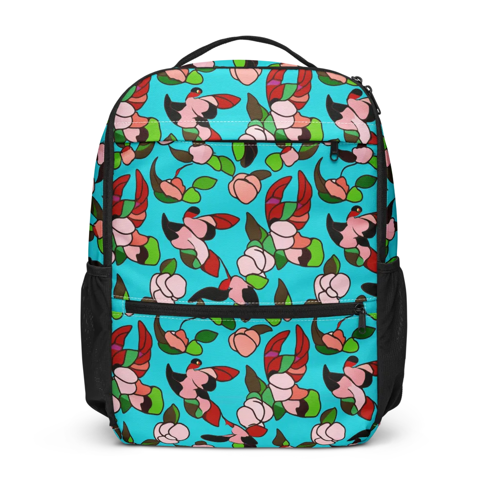 Turquoise Bloom Flight on Utility Backpack — Front