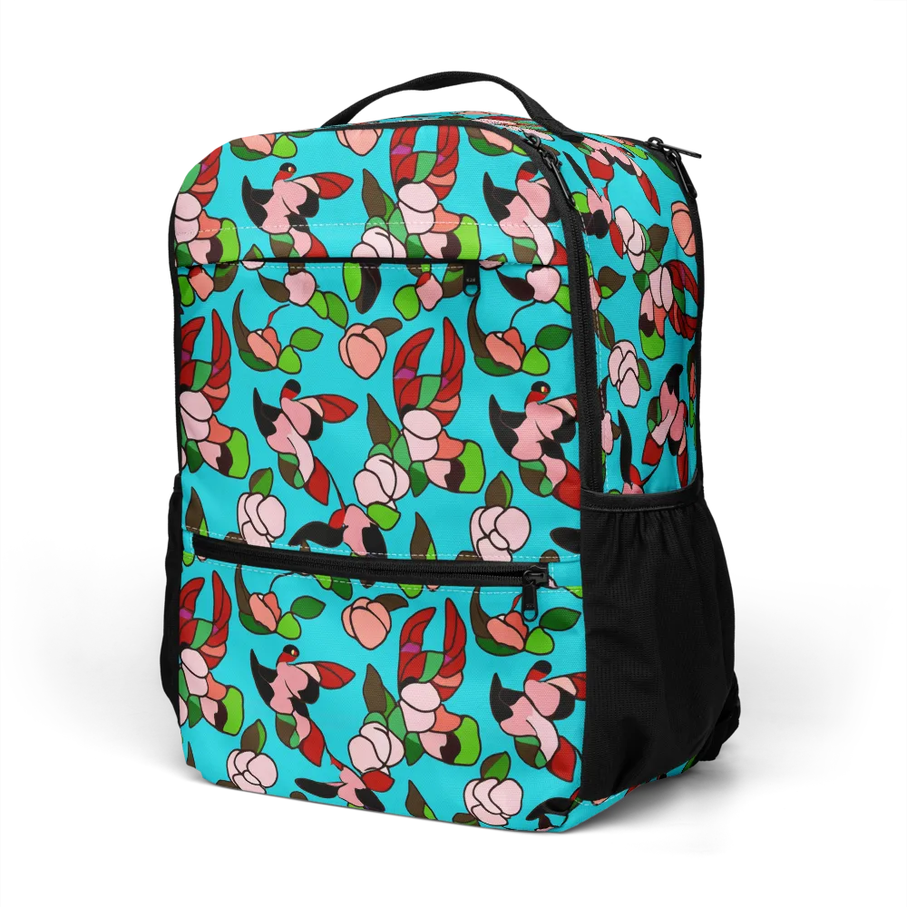 Turquoise Bloom Flight on Utility Backpack — Left Front