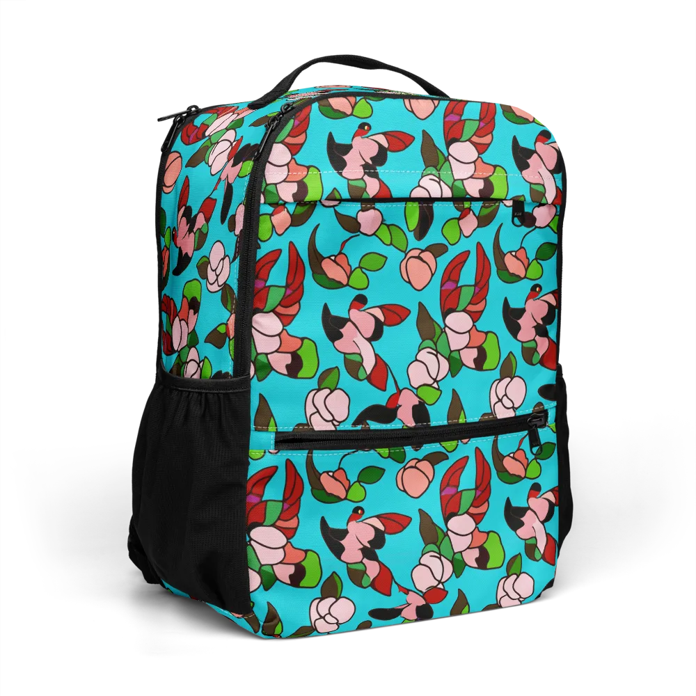 Turquoise Bloom Flight on Utility Backpack — Right Front