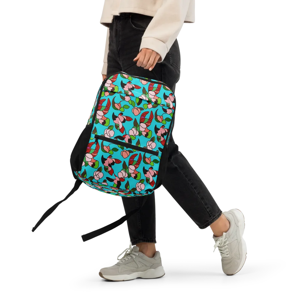 Turquoise Bloom Flight on Utility Backpack — Front
