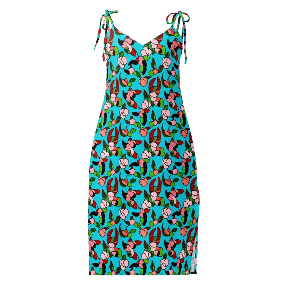Turquoise Bloom Flight on Slip Dress — Front