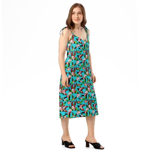 Turquoise Bloom Flight on a Slip Dress